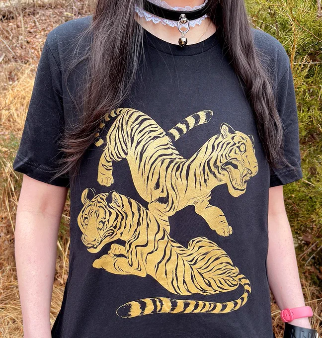  TIGER TIGER t-shirts are now in my shop!size S-2XL availableMETALLIC GOLD!! shinyyyy more info+link in  