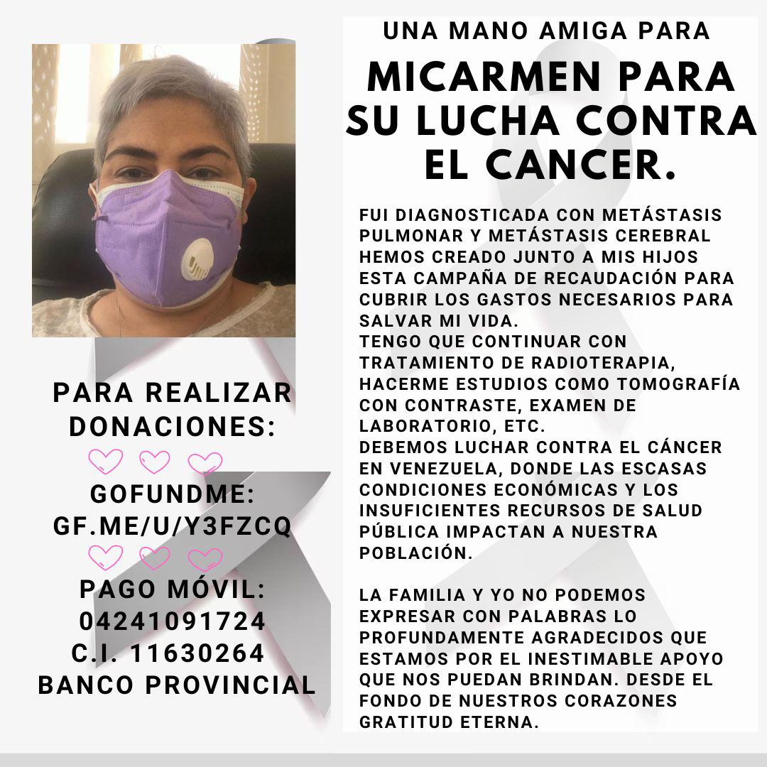 Gracias a muchos de ustedes y sus valiosas colaboraciones se pudo iniciar el tratamiento de radioterapia muchas gracias Dios les bendiga y multiplique
Aún sigo necesitando de tu ayuda donando lo que puedas o dando RT
gofund.me/c300a0fe