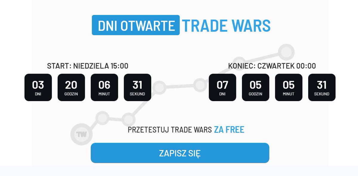 TradeWars_pro's tweet photo. 🔔 Dni Otwarte Trade Wars

📅 Kiedy?
Start: 19 lutego o 15:00
Koniec: 22 lutego o północy

🔎Co zrobić?
➡️ Zaproszenie otrzymasz na maila po zapisaniu się na newsletter na https://t.co/QjzDfuczsC
➡️ Do grupy można dołączyć od razu ale całą zawartość zobaczysz w niedzielę o 15:00 https://t.co/ZUupwuu9Nf