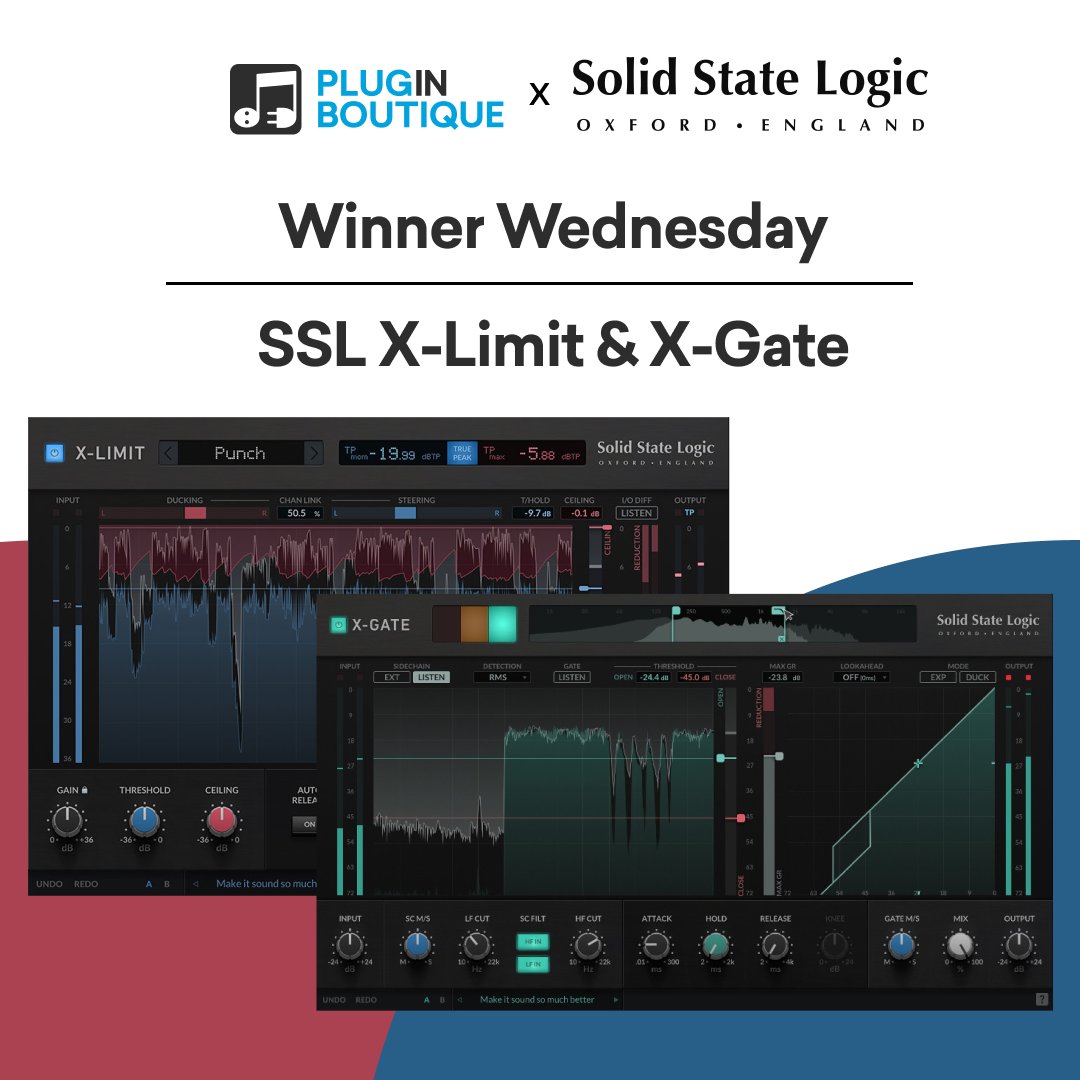 PluginBoutique's tweet image. We have partnered up with Solid State Logic to give you the chance to win their X-Limit &amp;amp; X-Gate. 🎉
​
To enter, simply follow us - 
@PluginBoutique
 
 &amp;amp; retweet this tweet!
​
​The winners will be announced next Wednesday.