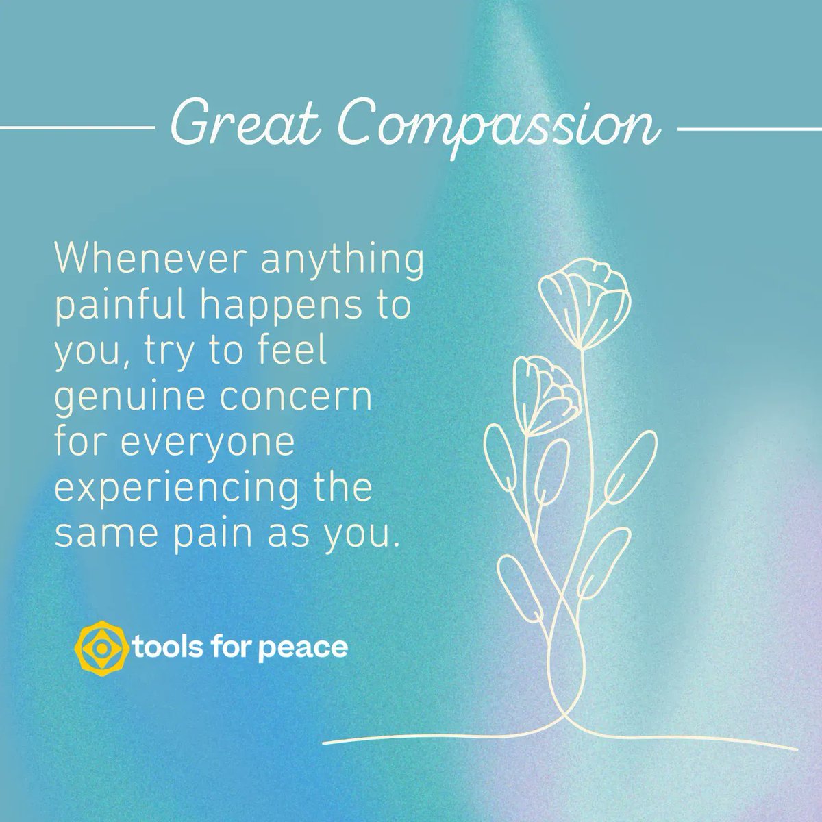 Call to mind someone who might suffer in the same way you do. Picture them in front of you, and imagine that you are breathing in their suffering. As you breathe out, imagine sending them love, happiness, and positive energy in the form of white light. 🌬️ #GreatCompassion