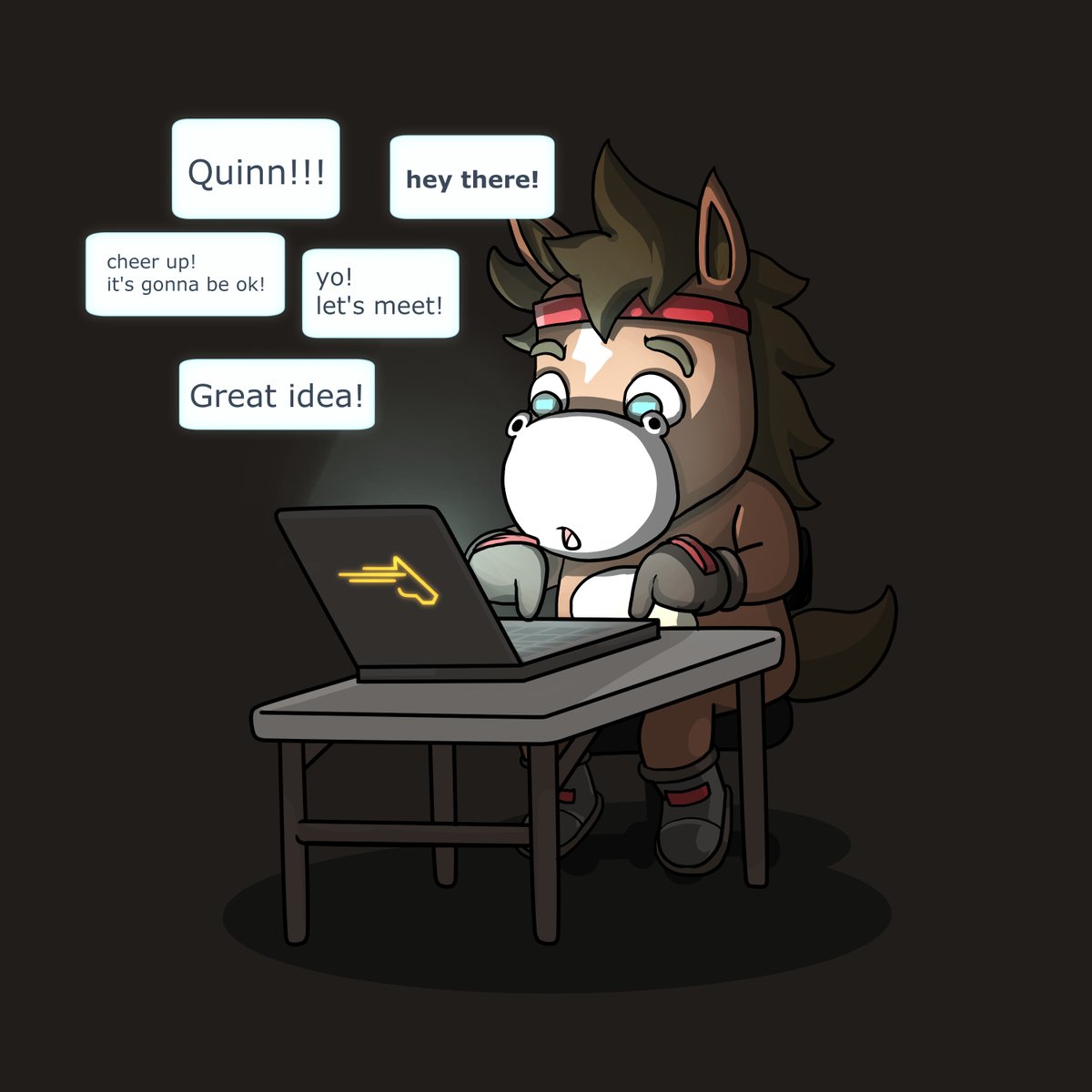 Quinn's social experience just got better by joining an #EquineGuild. Socialising with like-minded friends &amp; sharing his passion for horses through the new chat feature is getting him focused on his racing strategies 😉

#EquineNFT #Guilds #Soon #CNFT