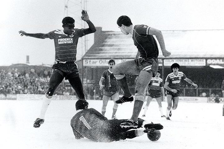 Thirty-seven years ago today, the coldest football match I've ever attended as a fan or a journalist.

Peterborough United  2 Brighton &amp; Hove Albion 2, FA Cup fifth round, 1985/86 

Crazy game, crazy conditions.