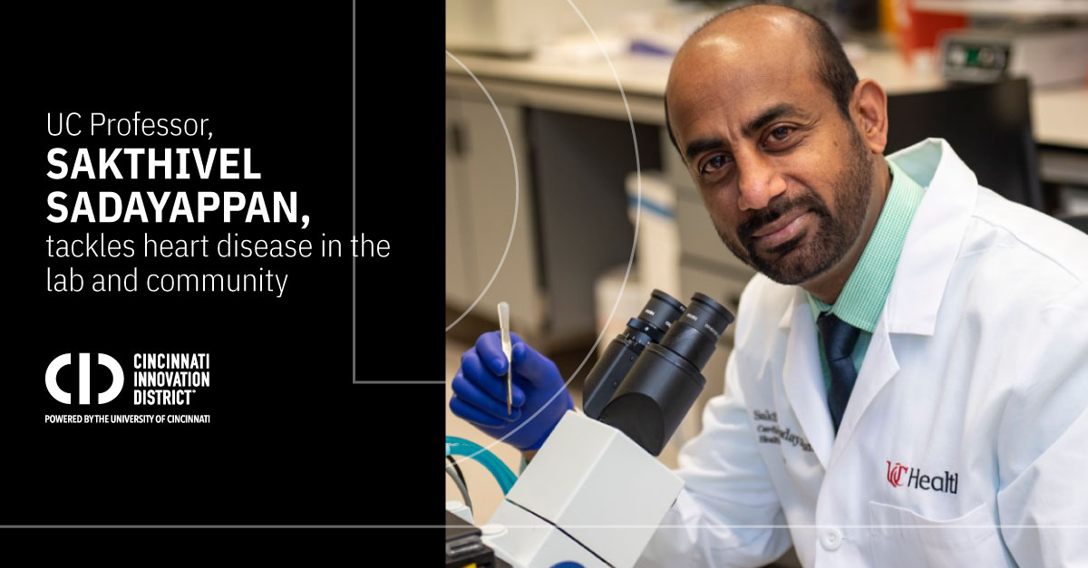 Cincinnati Innovation District (@cincy_id) on Twitter photo Sakthivel Sadayappan, a professor at the <a href="/UCincyMedicine/">UC College of Medicine</a>, has spent more than two decades examining a genetic variant that predisposes people of South Asian descent to enlarged hearts.
on.uc.edu/2ttEtIz
#AmericanHeartMonth #NextLivesHere #Cincy #innovation Sakthivel Sadayappan, a professor at the <a href="/UCincyMedicine/">UC College of Medicine</a>, has spent more than two decades examining a genetic variant that predisposes people of South Asian descent to enlarged hearts.
on.uc.edu/2ttEtIz
#AmericanHeartMonth #NextLivesHere #Cincy #innovation