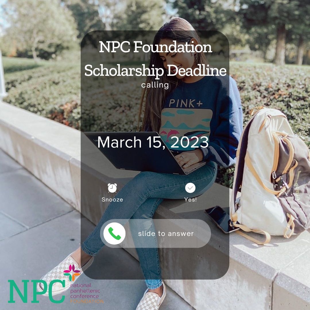 NPCWomen's tweet photo. Did you know the NPC Foundation offers scholarships to Panhellenic women? The scholarship application is open to undergraduate and graduate students! The deadline to apply is March 15.
Find out more: https://t.co/2NlgQXAP84
#NPCFoundation #Scholarship #NPCWomen https://t.co/fpdJVh6PZo