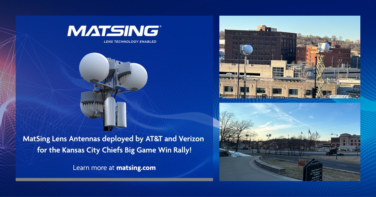 MatSing (@matsinginc) on Twitter photo The <a href="/Chiefs/">Kansas City Chiefs</a> are bringing their win home to Kansas City, topped off with a parade to celebrate! We have a deployment set up along the parade route so fans from far and wide can tune in and join in the festivities 📣
#5G #Connectivity #KansasCityChiefs #ATT #Verizon The <a href="/Chiefs/">Kansas City Chiefs</a> are bringing their win home to Kansas City, topped off with a parade to celebrate! We have a deployment set up along the parade route so fans from far and wide can tune in and join in the festivities 📣
#5G #Connectivity #KansasCityChiefs #ATT #Verizon
