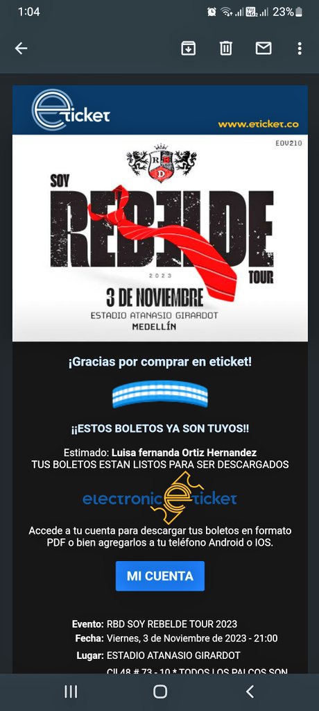 nanditatiz's tweet photo. @eticketCOL Insistan yo estaba igual me metí desde las 8am y a penas las pude comprar a las 11.30am pero si se puede estoy feliz 🥹😁🥳 https://t.co/p4uoB4FK4N