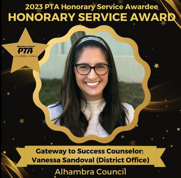 alhambrausd's tweet image. At #FoundersDay Dinner, PTAs honor #GatewayToSuccess #MentalHealth Counselors.  You’ve seen them in posts 4 each school. 
#AlhambraCouncilPTA is recognizing #Gateway Counselors not directly affiliated w/site + at site w/o PTA. 
BRAVO EIGHT 2023 #HonoraryServiceAward winners‼️
