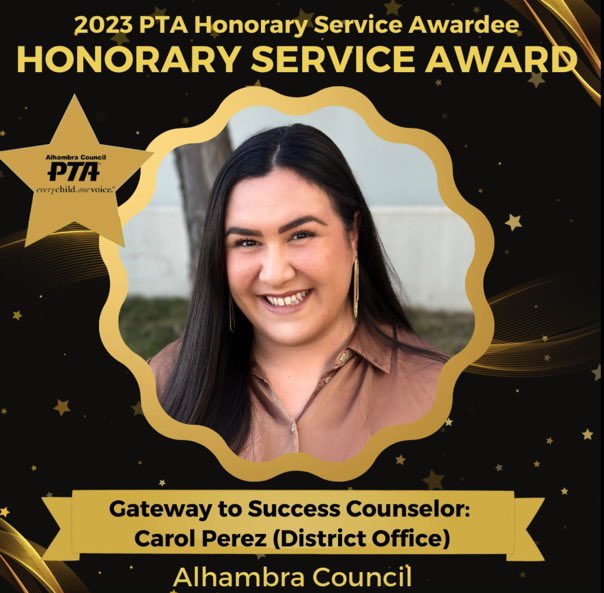 alhambrausd's tweet image. At #FoundersDay Dinner, PTAs honor #GatewayToSuccess #MentalHealth Counselors.  You’ve seen them in posts 4 each school. 
#AlhambraCouncilPTA is recognizing #Gateway Counselors not directly affiliated w/site + at site w/o PTA. 
BRAVO EIGHT 2023 #HonoraryServiceAward winners‼️