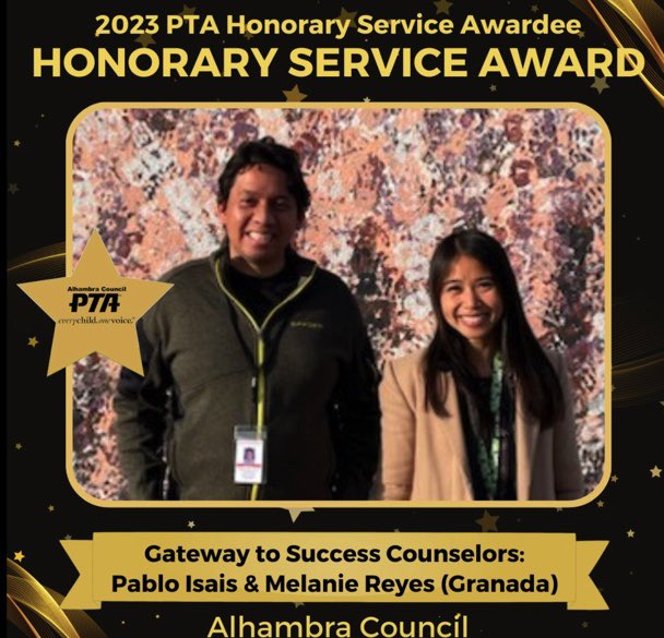 alhambrausd's tweet image. At #FoundersDay Dinner, PTAs honor #GatewayToSuccess #MentalHealth Counselors.  You’ve seen them in posts 4 each school. 
#AlhambraCouncilPTA is recognizing #Gateway Counselors not directly affiliated w/site + at site w/o PTA. 
BRAVO EIGHT 2023 #HonoraryServiceAward winners‼️