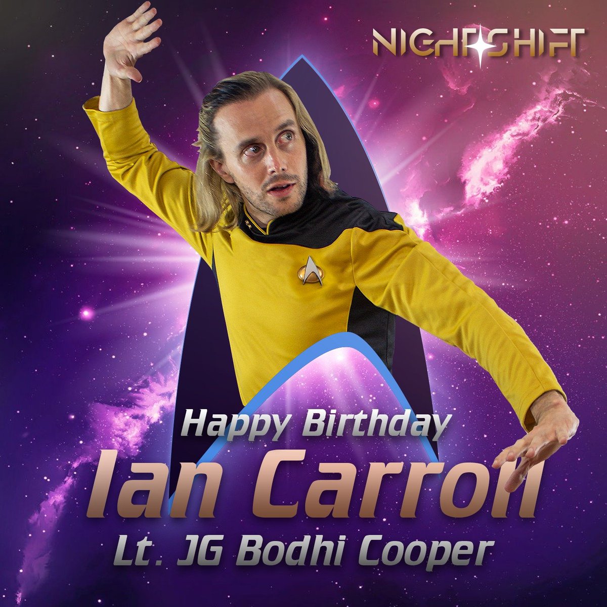 TIG_NightShift's tweet photo. Happy Birthday to Ian Carroll, Night Shift's Security Officer Bodhi Cooper! 🖖 https://t.co/AfZi7MKDTZ