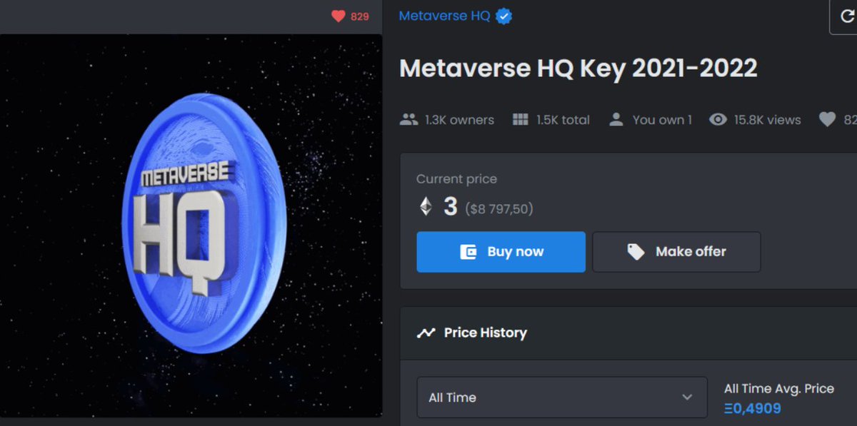 #NFT #Metaverse #nfttrader 
Last time I bought it for 0.2ETH and sold it for 3ETH.
The 2023 token is trading at ~0.8ETH, waiting for a drop to 0.45ETH and entering(opensea.io/collection/met…).

 Not financial advice. DYOR.