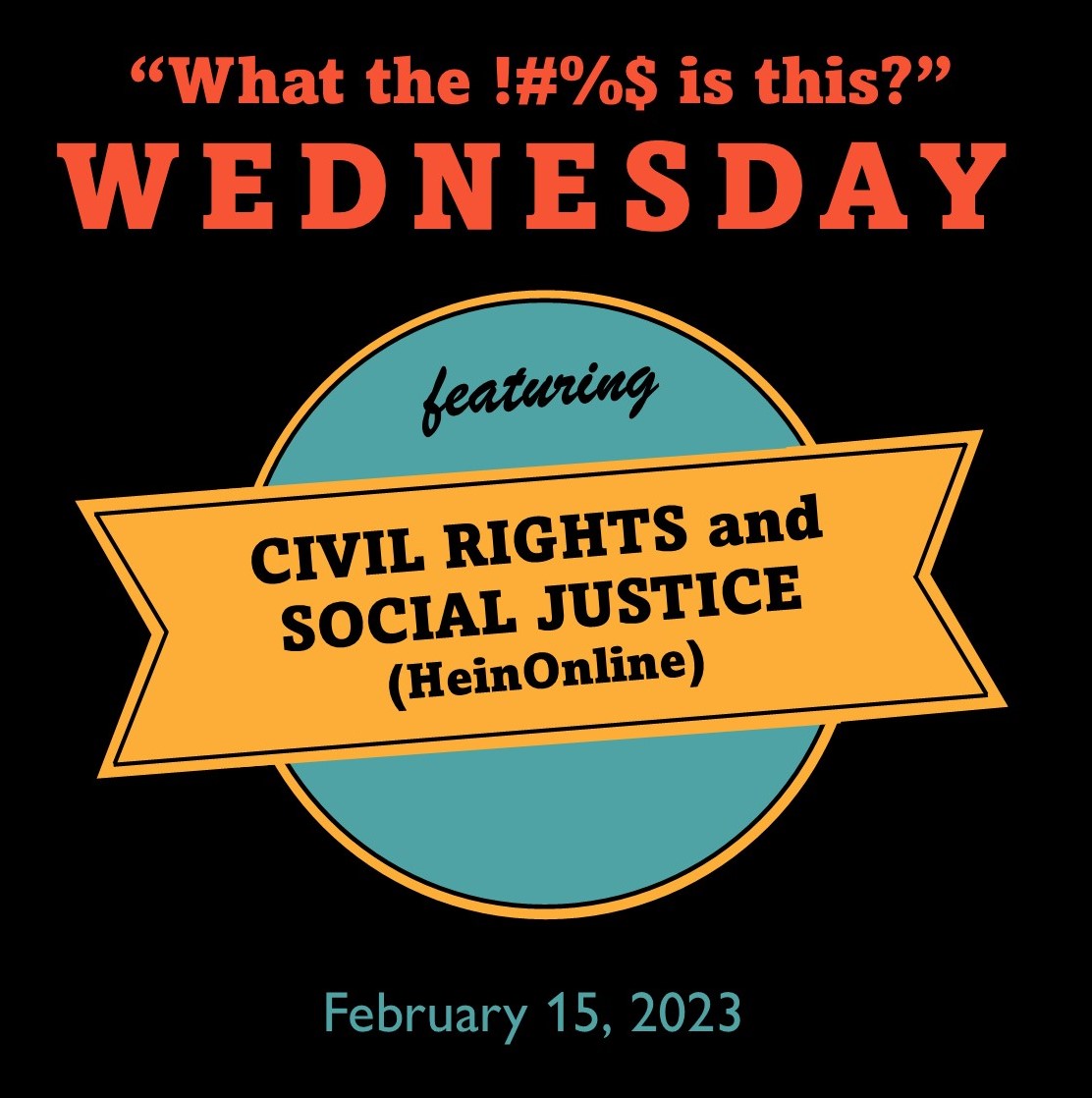 BurgerLibrary's tweet image. Here we are, back at it on a Wednesday with a quick intro to @HeinOnline&apos;s Civil Rights and Social Justice database!

Learn more about it in our blog: ow.ly/v4xx50MTiKP