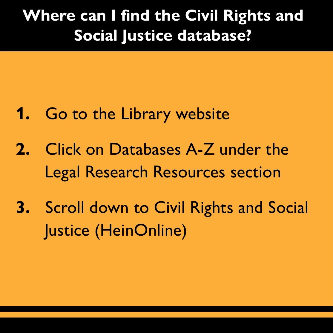 BurgerLibrary's tweet image. Here we are, back at it on a Wednesday with a quick intro to @HeinOnline&apos;s Civil Rights and Social Justice database!

Learn more about it in our blog: ow.ly/v4xx50MTiKP