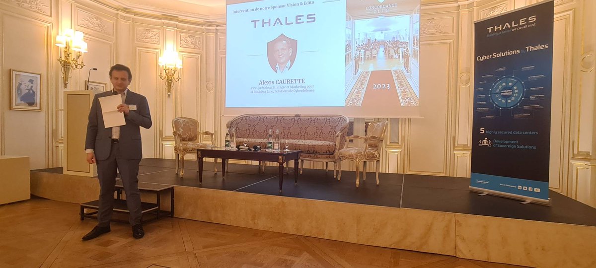 Thales_Cyber's tweet image. &quot;Les groupes d&apos;attaquants se politisent&quot; Alexis Caurette, Vp marketing #CyberSolutions, Concordance Club, Paris