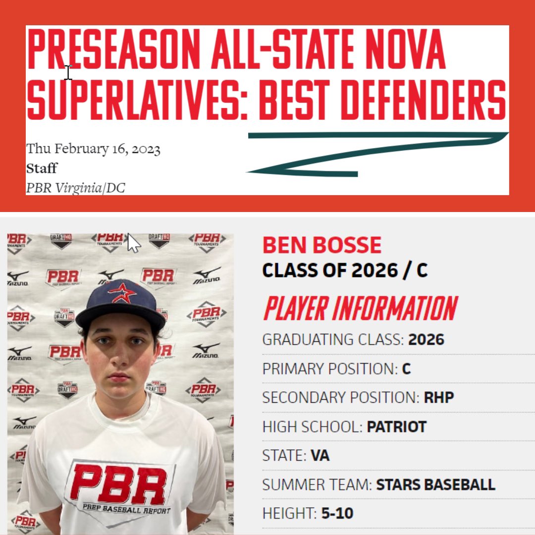 Benbosse2026's tweet photo. Thank you @PBRVirginiaDC for the recognition! Prep Baseball Report > Virginia > News https://t.co/TWToj8bWVd @CatchersU @STARSBASEBALLVA @PatriotHitSquad @PBR_Uncommitted  @UncommittedUTR @TopPreps @NoVAHSBB https://t.co/tJcWX9bdE4