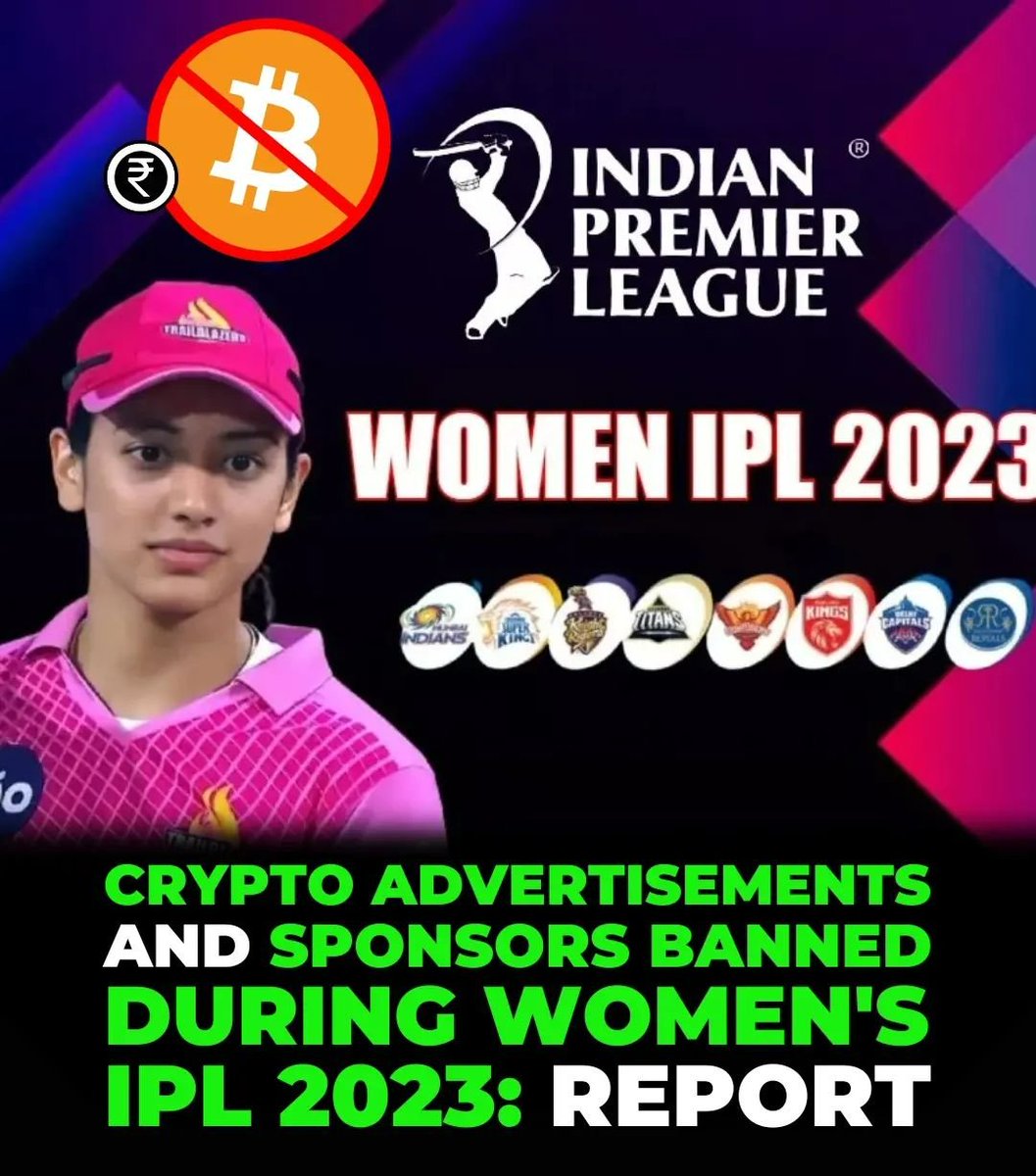 iminati1012's tweet photo. The BCCI has decided to ban all forms of crypto advertisements and sponsorships during this year's Women's IPL. The ban has also been imposed on tobacco and betting apps.
Website- https://t.co/5zqe3nnhxo
Facebook- https://t.co/fnj3iZzdmO
#blockchain #investment #india #crypto https://t.co/jE8p81DweF