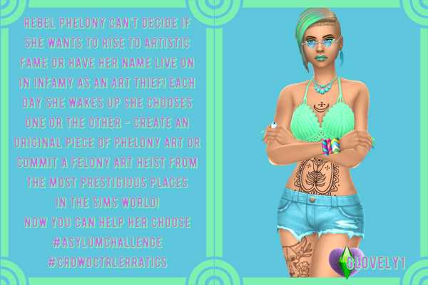 lovely1_g's tweet photo. I created Rebel Phelony for @The_OriginalSim #CrowdCtrlErratics #AsylumChallenge #TheSims4 #Twitch game play! Find her in the gallery today with EA ID GLovely1 💜 Thanks and happy simming always Lovelies! @TheSims @HumansOfTheSims https://t.co/L0t0yYdIIX