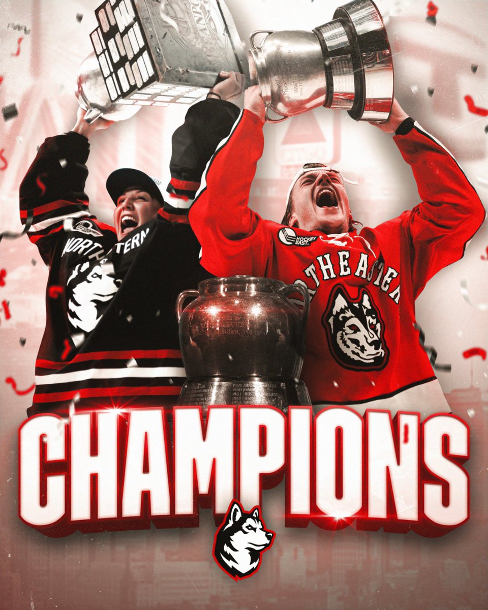 Sweeping 🧹 up #Beanpot wins #LikeAHusky. 

<a href="/GoNUmhockey/">Northeastern Men’s Hockey</a> <a href="/GoNUwhockey/">Northeastern Women’s Hockey</a>
