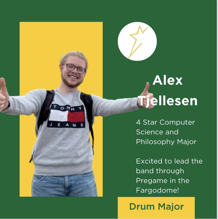 Join us in congratulating our new drum majors for the 2023 season! We are proud of each of you and can’t wait to see you lead the Pride of North Dakota!