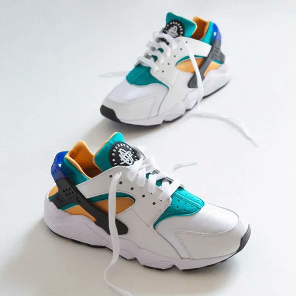 Nike huarache clearance white green yellow