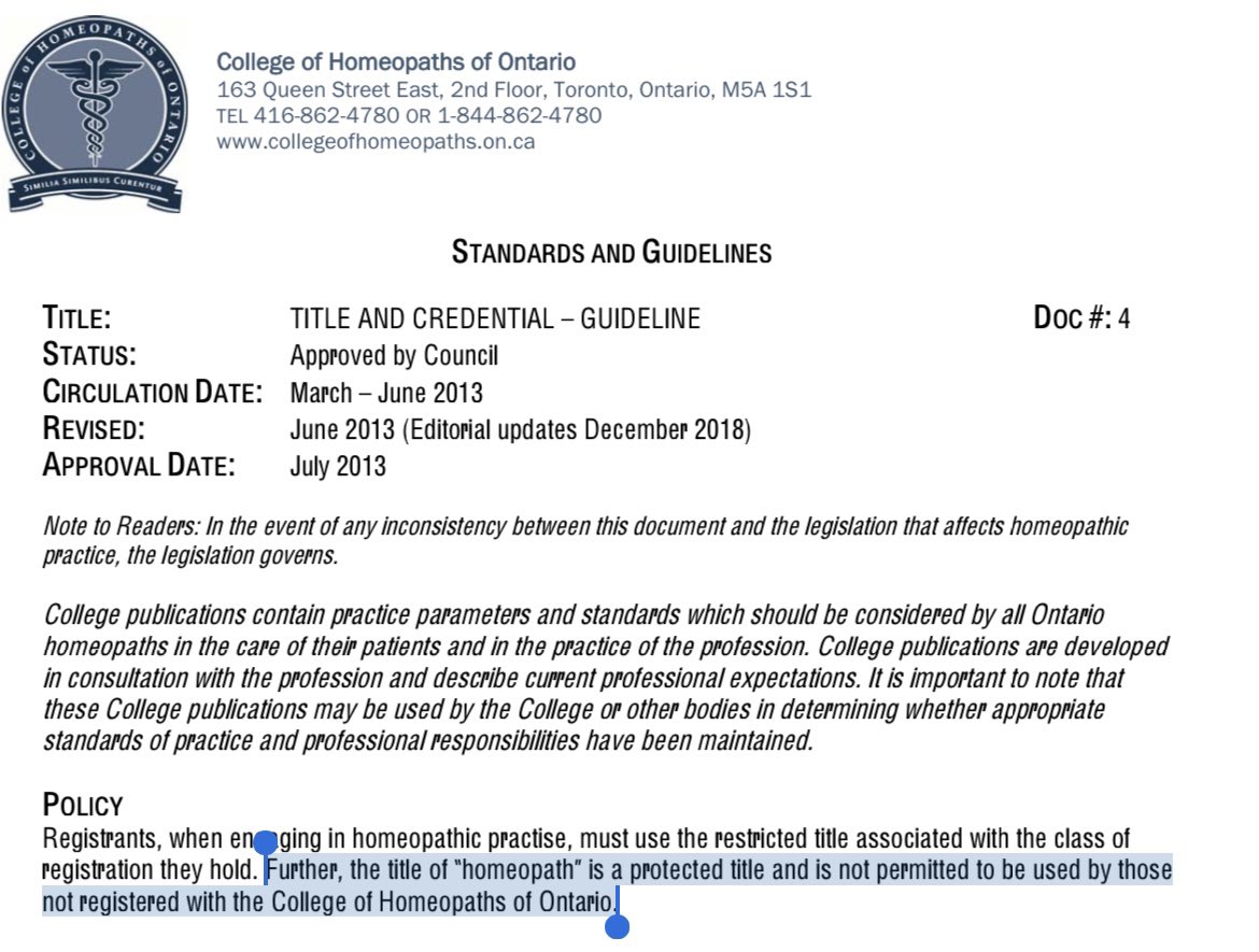 Homeopathy postulates that a remedy becomes more effective when the active ingredient is diluted out of existence.

It’s fraud.

In Ontario, it’s a regulated profession.

By legitimatizing pseudoscience, this regulatory body undermines its mandate and fails to protect the public.