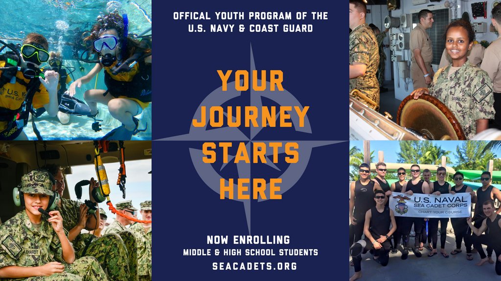 Your Journey Starts Here ⚓️
•
Join the official youth program of the U.S. Navy and Coast Guard and start your future today!!! Experience the adventure of a lifetime and make friends for life!
•
Now enrolling middle and high school students at seacadets.org