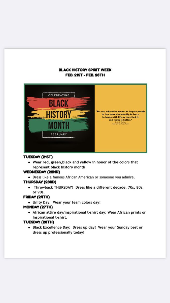 Spirit week starts Tuesday!