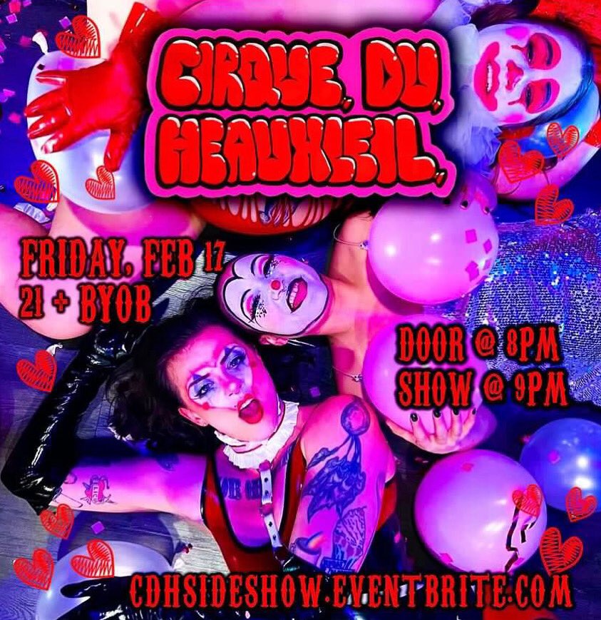 CDHSideshow's tweet photo. Squeeze every last hot wet drop out of Vday! Don’t miss @cdhsideshow THIS Friday 3/3 💗 Online ticket sales will close Friday at 4pm to our secret location, door sales are limited 🤍 https://t.co/FGFvp2nY8T https://t.co/3ZlryyexPg
