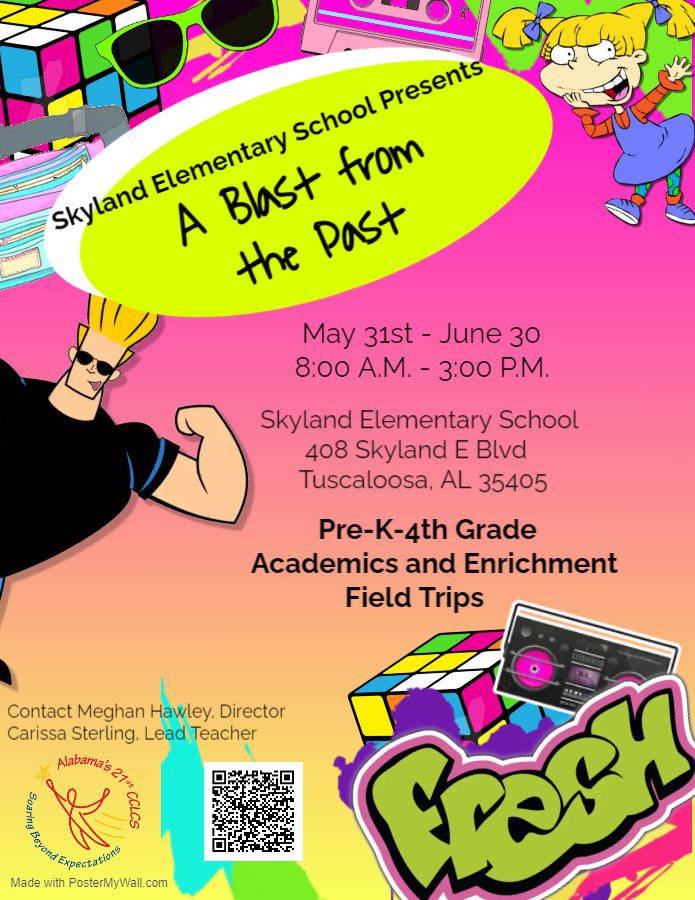 Skyland Elementary is so excited to present to you “A Blast from the Past” Summer Learning program! Get registered! #AmazingtotheCore #TCS #literacy #STEAM