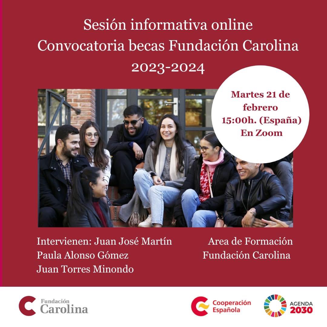 ¿Estás postulando a las becas de la <a href="/Red_Carolina/">Fundación Carolina</a> y tenes dudas? Agendá la sesión informativa del próximo martes  21 a las 15:00 (hora 🇪🇸)