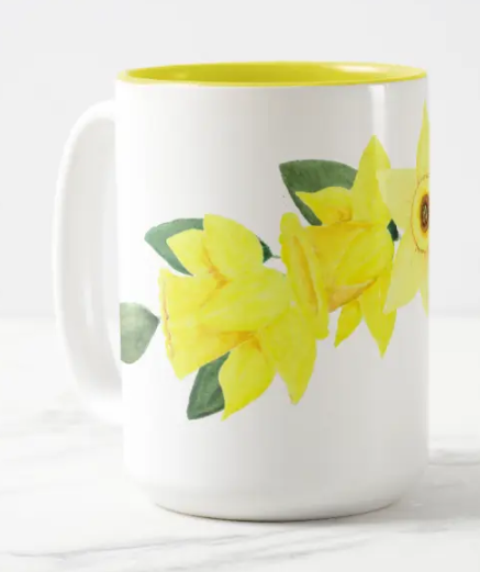 muralmaker1's tweet photo. Daffodil Watercolor Two-Tone Mug, 15 oz Two-Tone Coffee Mug | Zazzle https://t.co/CfUJQBdQGp via @pinterest https://t.co/7MaEfpaEEP