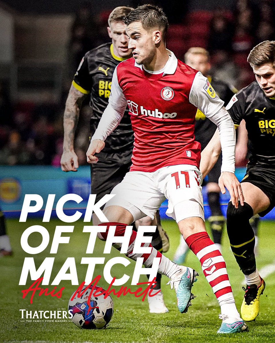 BristolCity's tweet photo. Top talent. 👏

Anis Mehmeti is your @thatchers_cider Pick of the Match. 🍎 https://t.co/TYyhpJioRh