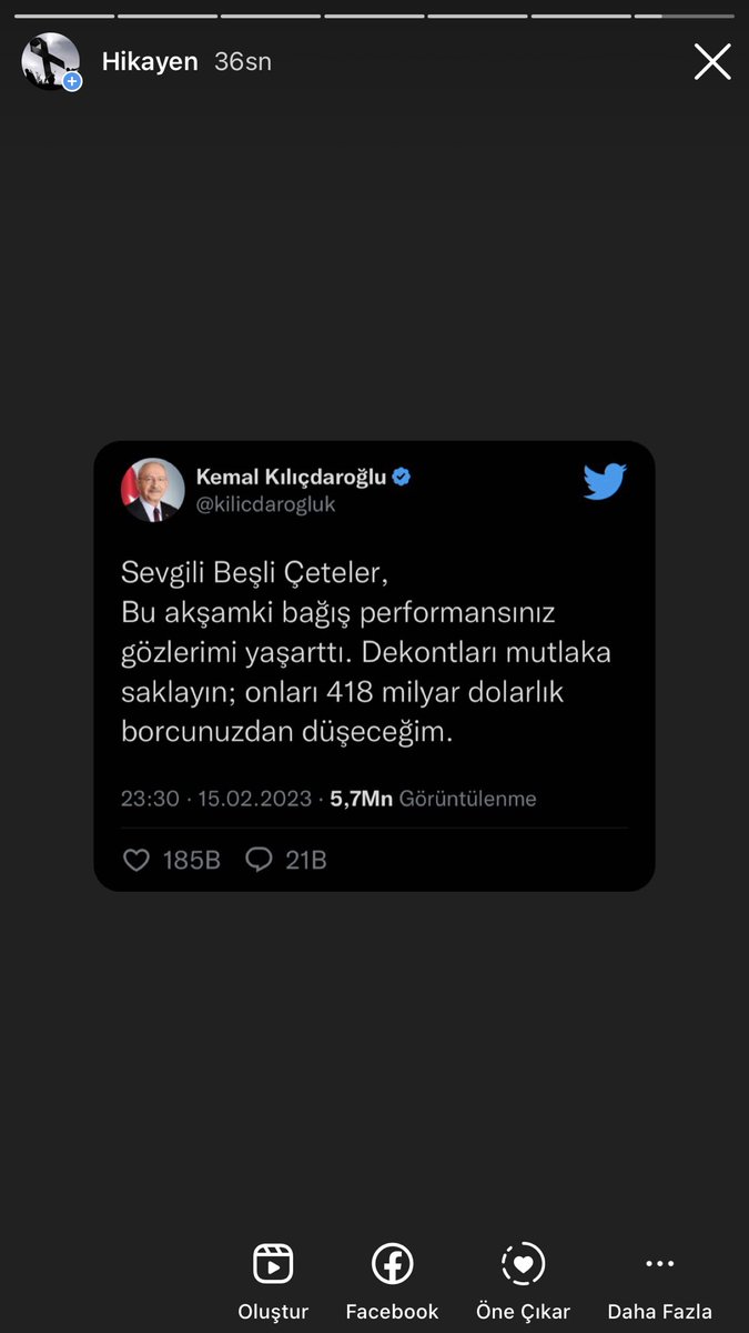 simdisirasiiste's tweet photo. Söz bitti kardeşim Kılıçdaroğlu susturdu yeterrrrrr #acunilicali #TekYuerek #TurkiyeTekYuerek #TurkeyEarthquake #kilicdaroglu https://t.co/6pNf7LiD5J