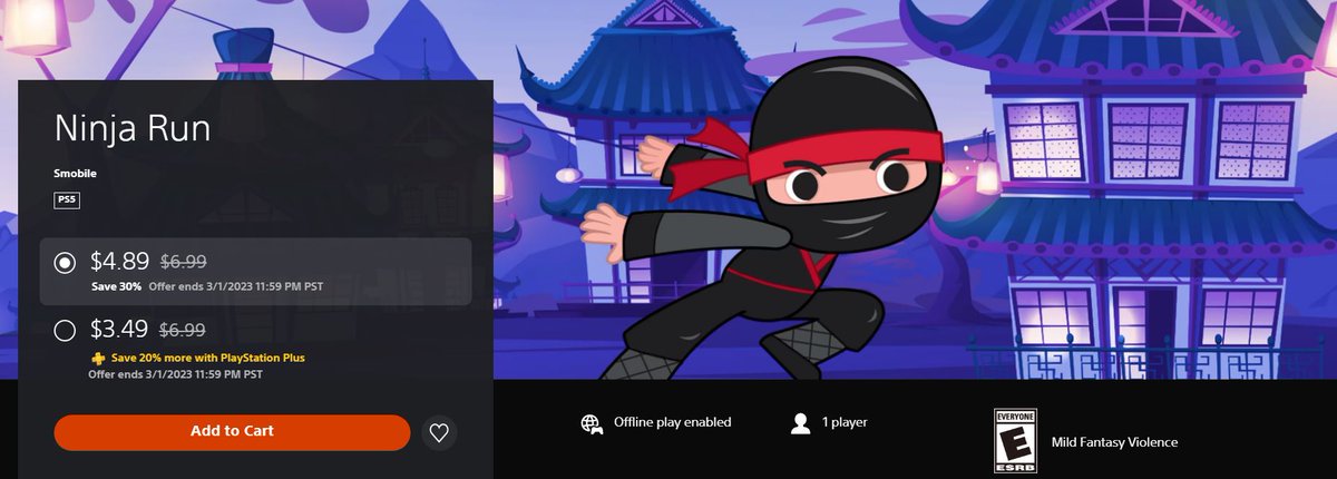 BreakSushi's tweet photo. Ninja Run on sale in the NA! PS4 and PS5! Save 50% with Playstation Plus! #smobileinc #ninjarun #ninjabreak #sushibreak #Playstationplus #PS4 #PS5 #trophyhunting #trophyhunters https://t.co/205oI3RssW