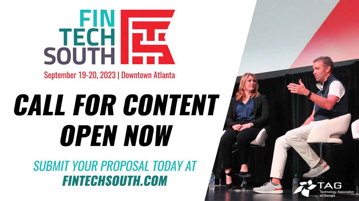 Fintech South (@fintechsouth) on Twitter photo Be a part of Fintech South 2023!
Fintech South is a world-class summit with its nexus in Atlanta, a global financial technology hub that is home to more than 200 fintech companies. 
Submit your content proposal: fintechsouth.com/become-a-speak…
#FTS2023 #Fintech
Produced by <a href="/TAGthink/">TAG</a> Be a part of Fintech South 2023!
Fintech South is a world-class summit with its nexus in Atlanta, a global financial technology hub that is home to more than 200 fintech companies. 
Submit your content proposal: fintechsouth.com/become-a-speak…
#FTS2023 #Fintech
Produced by <a href="/TAGthink/">TAG</a>