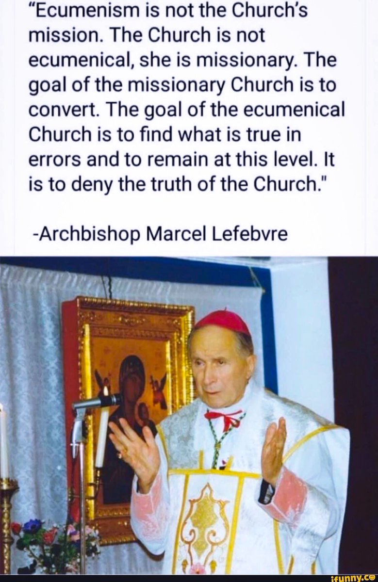 HolyTrinity1970's tweet photo. As always, Archbishop Lefebvre was 💯correct. 

Archbishop Marcel Lefebvre, ora pro nobis!  

#TraditionalLatinMass #Traditio #Catholicus #Catholic #OneHolyCatholicApostolicChurch #AntiModernist #RejectModernism #SayNoToTheNO #ArchbishopLefebvre #TradCat https://t.co/VOvI7BpdyL