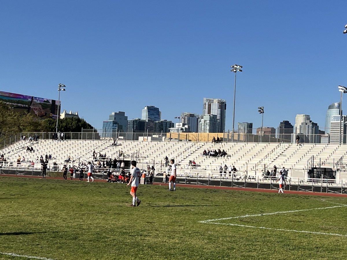JonJmano's tweet photo. Boys soccer playoff with the downtown backdrop https://t.co/rKfFAEKNzY