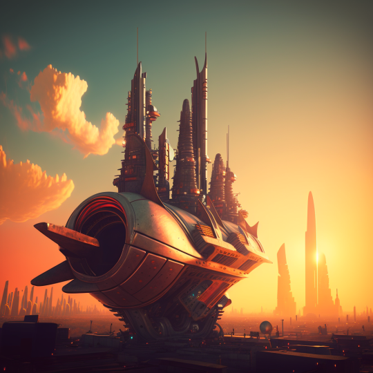 Pyshkov's tweet photo. A thread on Rocketpunk, a theoretical subgenre of science fiction that imagines a society so obsessed with rockets that everyday life and culture is shaped by them, from fashion to transportation to entertainment. #Rocketpunk #sciencefiction #midjourney #aicc https://t.co/H8o6OztxOx