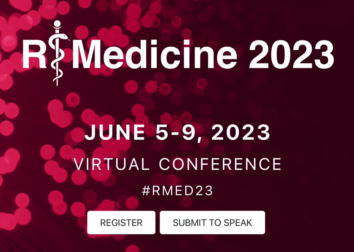 The website is open for the 2023 R-Medicine virtual conference. You can register and submit abstracts now at events.linuxfoundation.org/r-medicine/
Two research groups have already submitted abstracts in the first 1h 40 min. Please join us and share the link with folks who could be interested!