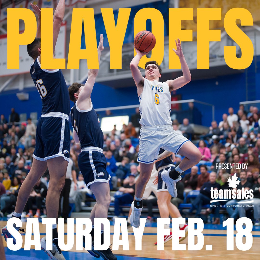 🚨PLAYOFFS TIME!⚡
Come cheer on the Vikes this Saturday in their Quarterfinal game against UNBC or Regina (winner of Friday’s game).
Last game was sold out, so don’t miss this one!
🗓️ Saturday, Feb. 18
🏀 Vikes vs TBD
⏰Tip-off time: 7:00pm

🎟 TICKETS: govikesgo.com/tickets