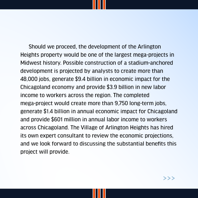 ChicagoBears's tweet photo. Our open letter regarding the closing on Arlington Park property: