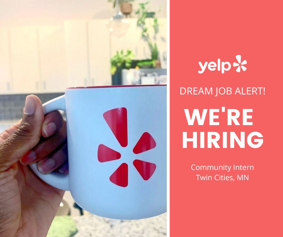⚠️ Dream job alert ⚠️ @yelpMSP is hiring a community intern for 2023! If you're a lover of all things local to Twin Cities, a wizard at hosting parties, and you have brand social media experience, apply at the link below today. yelp.careers/us/en/job/70f9…