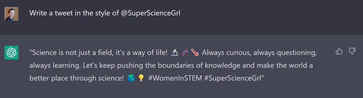 SuperScienceGrl's tweet photo. I'm calling the police; this is offensive ๐
#ChatGPT #IAmNotAHashtag #chemtwitter https://t.co/Dyus3WS9Gx