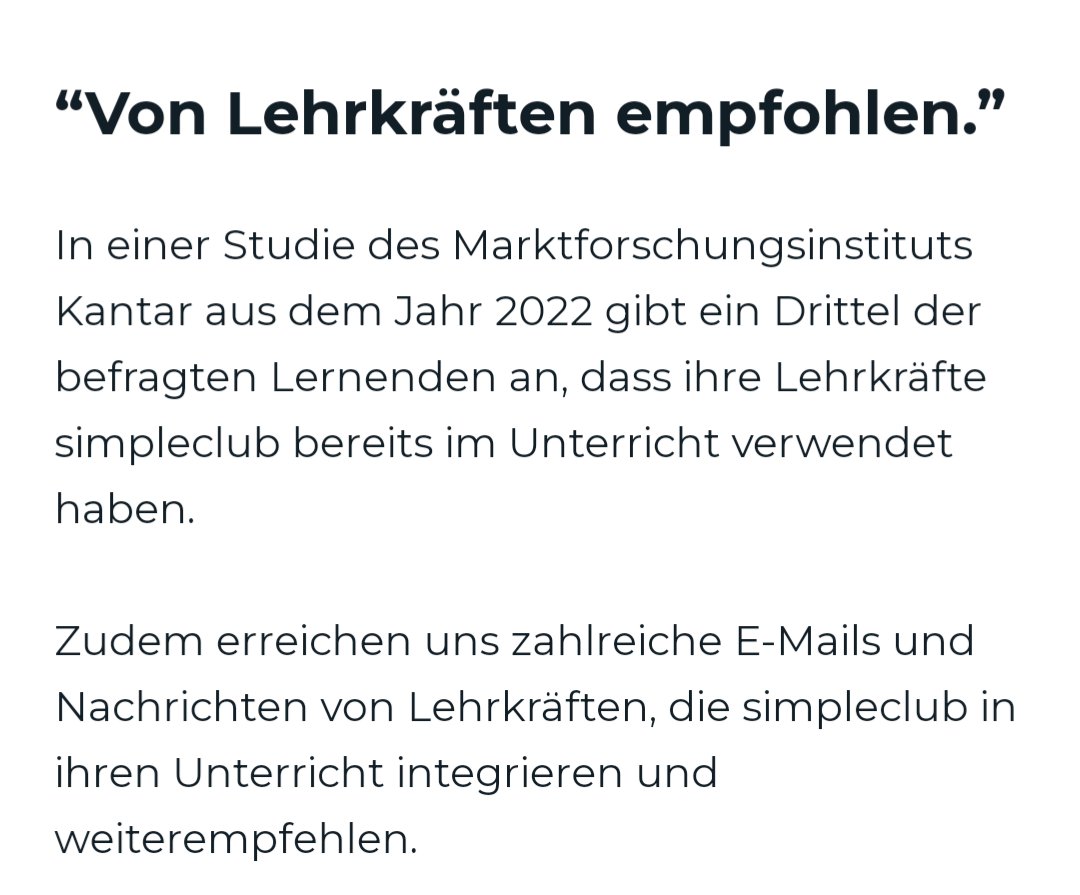 Oh, <a href="/simpleclub/">simpleclub - Die Lernapp</a> gibt mittlerweile ein Insight zu ihren Werbeclaims. Sehr interessantes Unternehmen, das sie da erwähnen, das wird bestimmt einen Blick wert sein. Liebes #twlz - benutzt ihr Videos von Simpleclub?