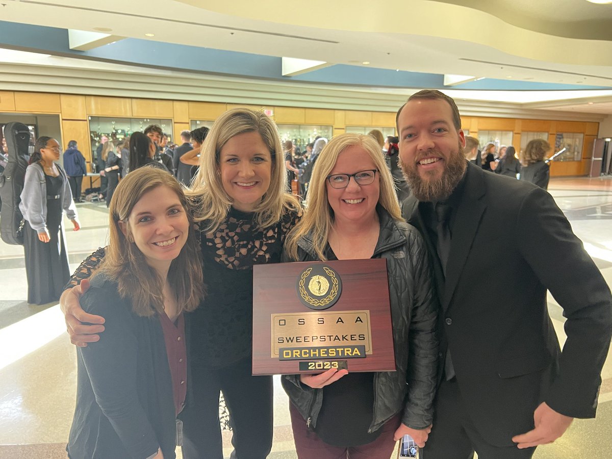 ClassenOrch's tweet photo. History was made today!  The first ever @ClassenSASOKC Full Orchestra performed at State  OSSAA Contest. Orchestra and band kids received straight superior ratings on stage and in sight reading. This earned them the coveted SWEEPSTAKES Award! Shining Bright!  @OKCPS @OKCPSArts https://t.co/Zoi83DM7uW