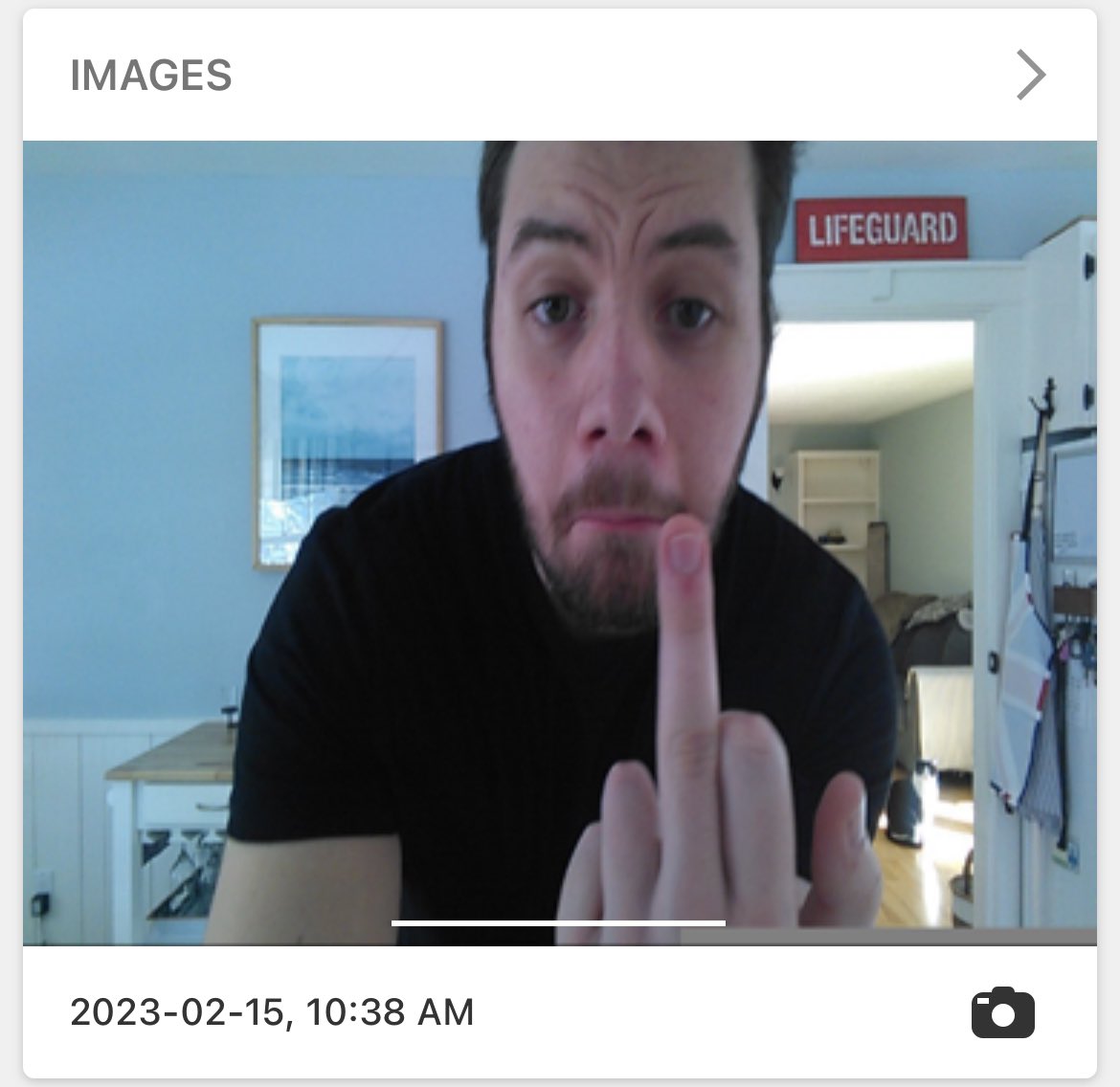 We’re away and my kid is holding down the ranch. I get sent a pic to my phone when the security system is disarmed and he knows it.