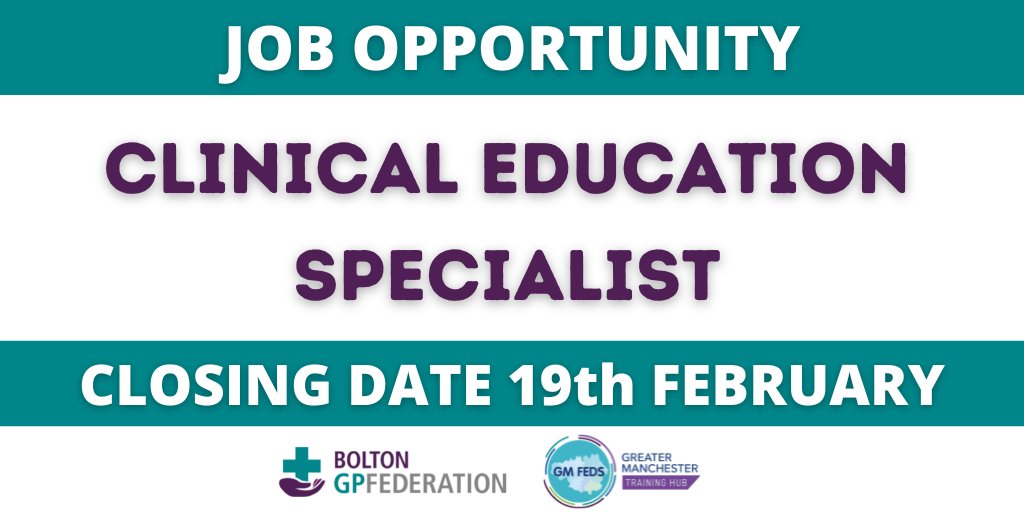 boltongpfed's tweet photo. **JOB OPPORTUNITY**

We are looking for a Clinical Education Specialist to join our team.

The role requires you to be a Registered Nurse or Midwife with a current NMC registration.

Find out more here https://t.co/LMdq7E37BB https://t.co/Dd5m7xvLhR