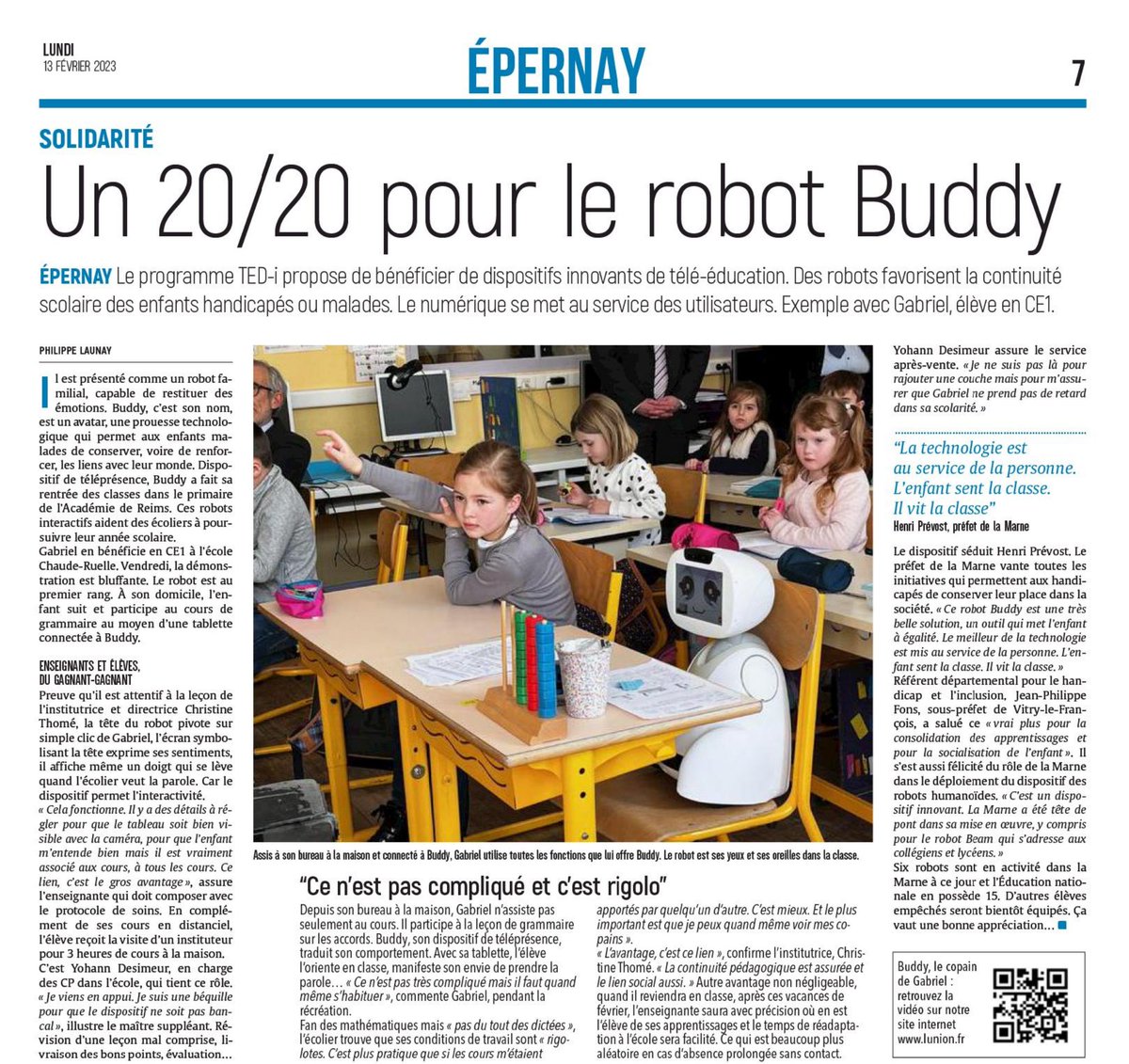 adoptbuddy's tweet photo. #JamaisSansMaClasse : Quand #Buddy, le Robot Emotionnel🤖, facilite l'#inclusion scolaire de Gabriel👨‍🎓, grâce au projet #TEDi initié / @education_gouv &amp; déployé / @AcReims 
La technologie au service de l’#éducation pour tous.
#RobotsForGood 
Reportage par l'@UnionArdennais https://t.co/23vITlMb4M