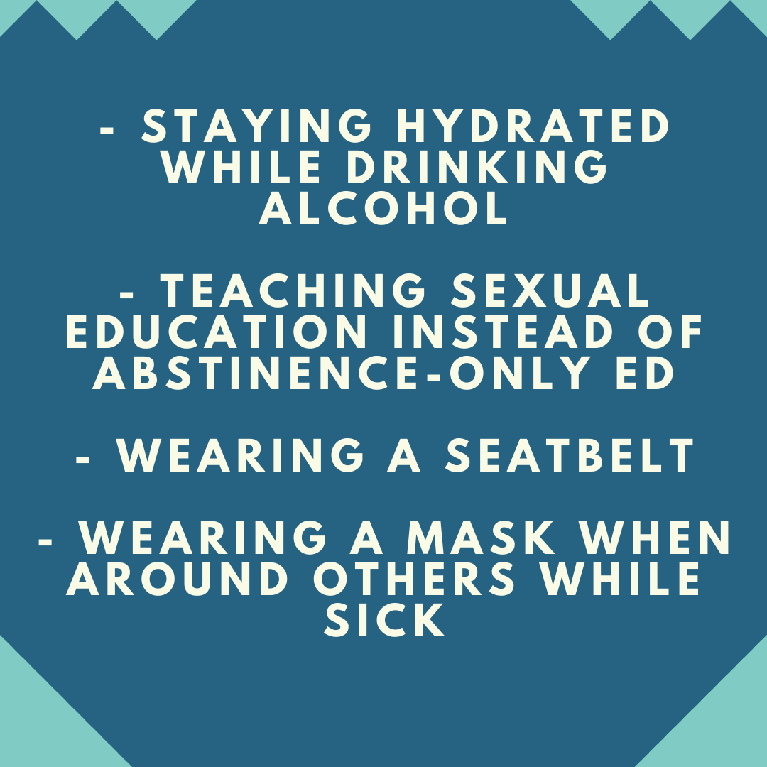 CTCFHR's tweet photo. Quick overview on harm reduction. Odds are you utilize harm reduction whether you realize it or not! https://t.co/GQCZyUioIc